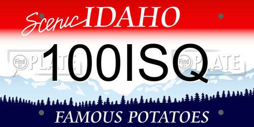 100ISQ Idaho License Plate