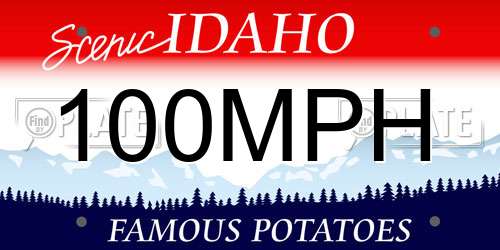 100MPH Idaho License Plate