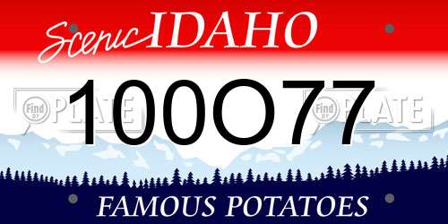 100O77 Idaho License Plate