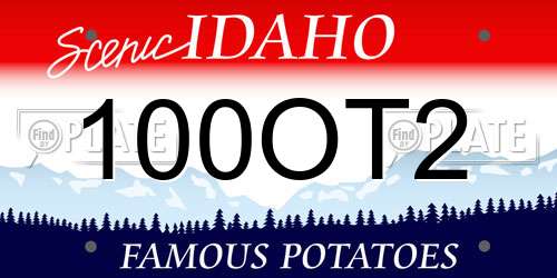 100OT2 Idaho License Plate