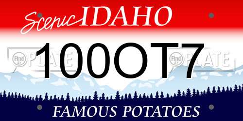 100OT7 Idaho License Plate