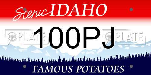 100PJ Idaho License Plate