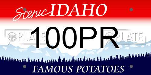 100PR Idaho License Plate