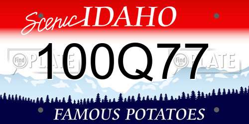 100Q77 Idaho License Plate