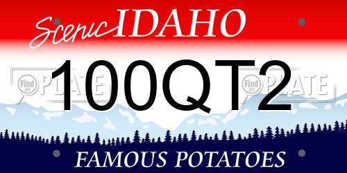 100QT2 Idaho License Plate