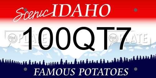100QT7 Idaho License Plate