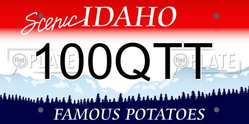 100QTT Idaho License Plate