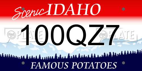 100QZ7 Idaho License Plate