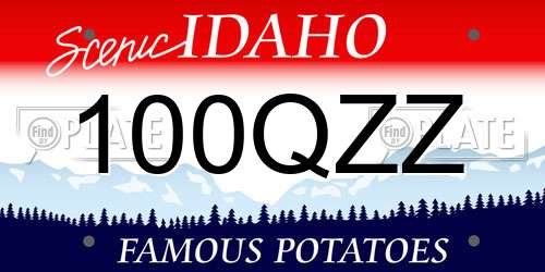 100QZZ Idaho License Plate