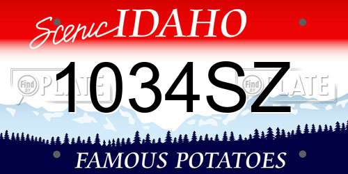 1034SZ Idaho License Plate