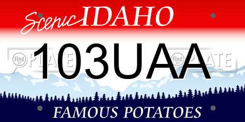 103UAA Idaho License Plate