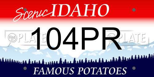 104PR Idaho License Plate