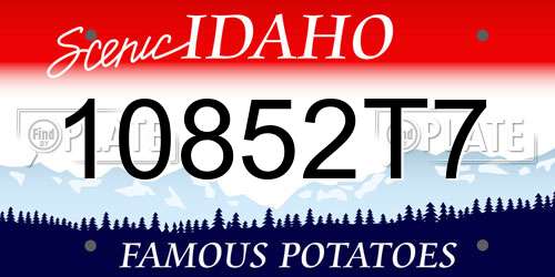 10852T7 Idaho License Plate
