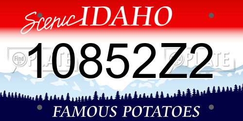 10852Z2 Idaho License Plate