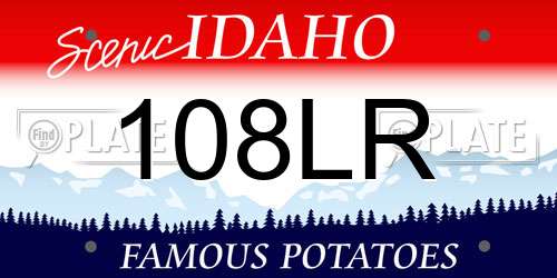 108LR Idaho License Plate