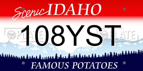 108YST Idaho License Plate
