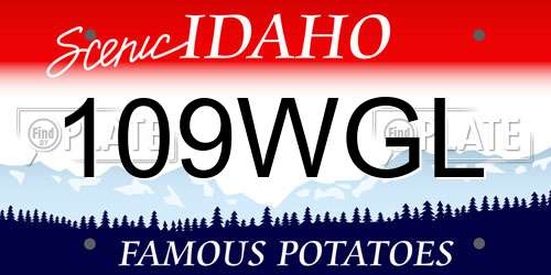 109WGL Idaho License Plate