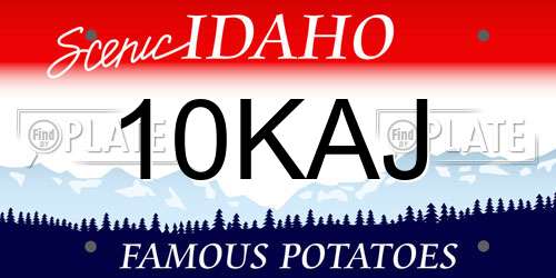 10KAJ Idaho License Plate