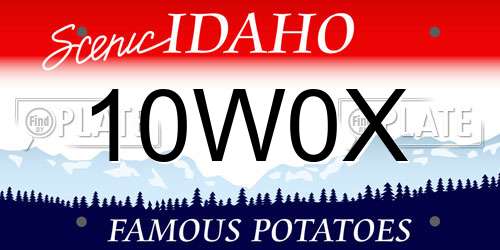 10W0X Idaho License Plate
