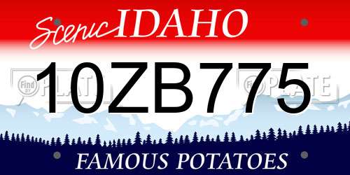 10ZB775 Idaho License Plate