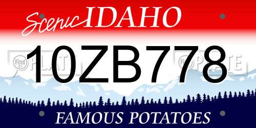 10ZB778 Idaho License Plate