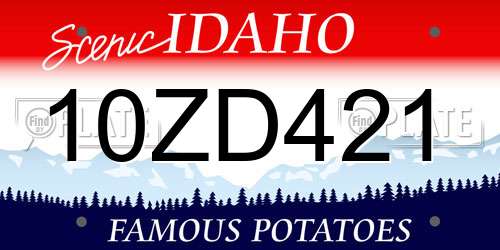 10ZD421 Idaho License Plate