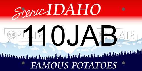 110JAB Idaho License Plate
