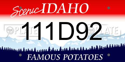 111D92 Idaho License Plate