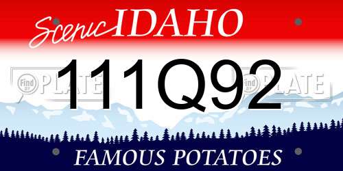 111Q92 Idaho License Plate