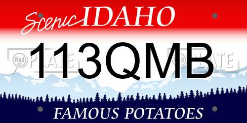 113QMB Idaho License Plate