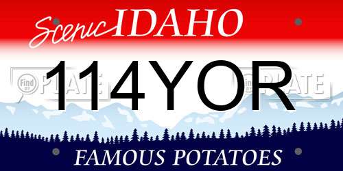 114YOR Idaho License Plate