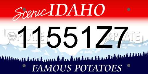 11551Z7 Idaho License Plate