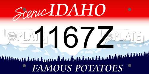 1167Z Idaho License Plate