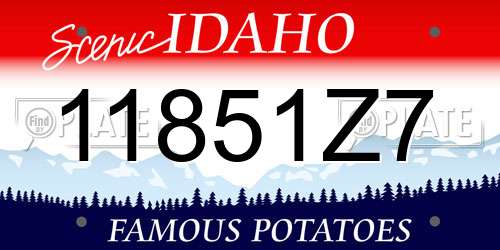 11851Z7 Idaho License Plate