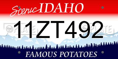 11ZT492 Idaho License Plate