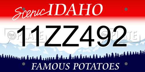 11ZZ492 Idaho License Plate