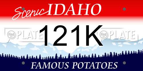 121K Idaho License Plate