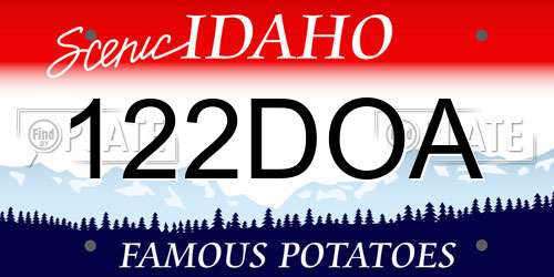 122DOA Idaho License Plate