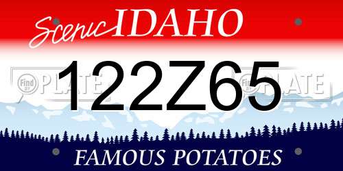 122Z65 Idaho License Plate