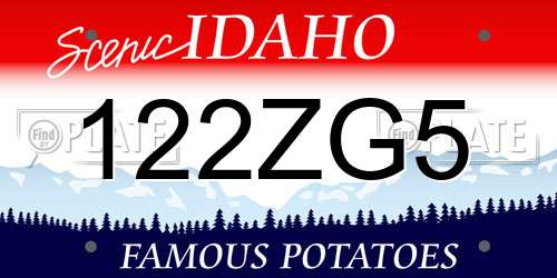 122ZG5 Idaho License Plate