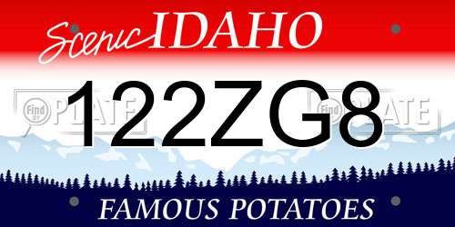 122ZG8 Idaho License Plate