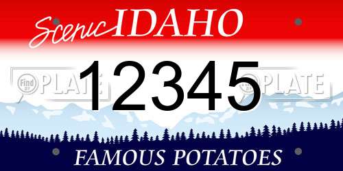 12345 Idaho License Plate