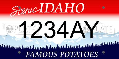 1234AY Idaho License Plate
