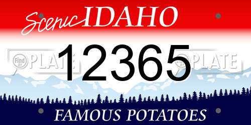 12365 Idaho License Plate
