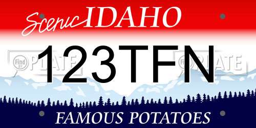 123TFN Idaho License Plate