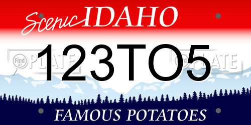 123TO5 Idaho License Plate