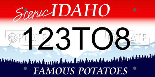 123TO8 Idaho License Plate