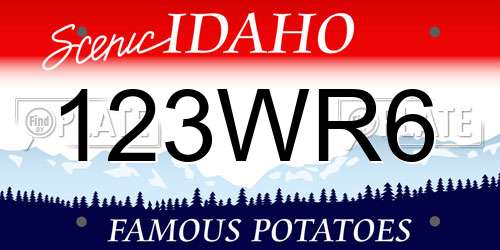 123WR6 Idaho License Plate