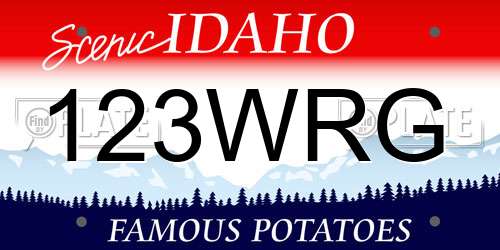 123WRG Idaho License Plate