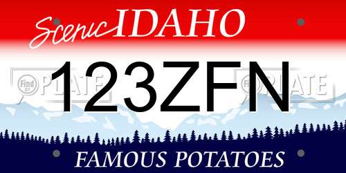 123ZFN Idaho License Plate